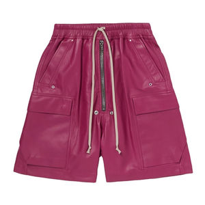 Summer Hot Arrival Waterproof Quick Dry Windproof Streetwear Baggy Pocket Decoration Leather Cargo Shorts Casual <b>Pink</b> Men's Gym - Product Image 1