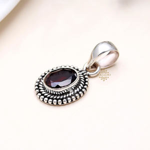 Joli pendentif en argent avec pierre précieuse grenat, argent sterling massif 925 de haute qualité, bijoux bohèmes, cadeau, pendentifs fins, breloques - Product Image 3