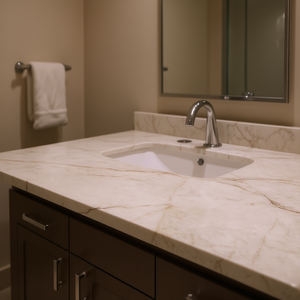 Custom Kitchen Bathroom Vanity Tops Porcelain Natural Stone Countertops Carrara Calacata <b>Marble</b> for Hotel Projects Prefab Cut - Product Image 3