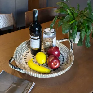 ถาดทรงกลมประดับมุกสินค้ามาใหม่ถาดทอพร้อมแผ่นไม้นวดหญ้าทะเล - Product Image 6