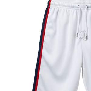 Shorts de Floorball Blancs en Gros avec Bandes Latérales Bleu Marine et Rouge, Légers en Polyester, Vêtements de Sport Unisexe pour l'Entraînement - Product Image 5