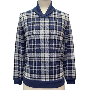 Pull-over en laine mérinos tricoté à carreaux pour homme, col inversé, manches longues, respirant et anti-plis, idéal pour l'hiver et la mode. - Product Image 1