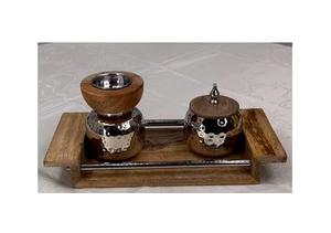 Stainless Steel And <b>Wooden</b> Mabkhars Oud <b>Burner</b> With Oud Box And Tray Exclusive Quality Mabkhara <b>For</b> Fragrance Use - Product Image 2