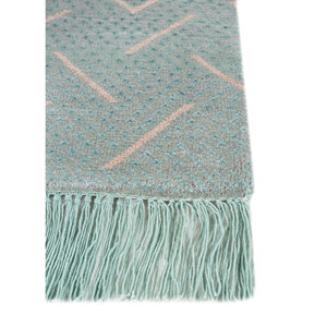 Alfombra Manchaha Azul de Lana y Seda de Bambú Anudada a Mano, 10 mm de Grosor, Patrón Geométrico Abstracto para el Hogar, Pasillo, Modelo Rectangular-Les-2586 - Product Image 4