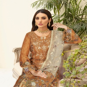 ชุดแต่งงาน3ชิ้นสำหรับผู้หญิง ramsha nayab ชุดชีฟองมีแบรนด์ดั้งเดิมของปากีสถาน - Product Image 5