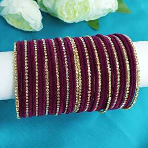 Conjunto de brazalete indio Rhinestone CZ Cristal Boda Nupcial Terciopelo Brazalete Pulseras Joyería para Mujeres Niñas (Juego de 44) - Product Image 2