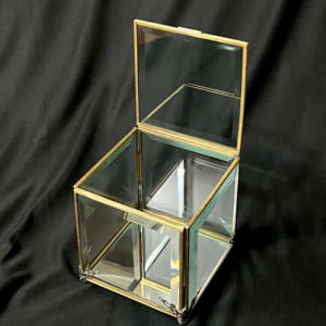 Customized Gold Metal Framed Brass <b>Crystal</b> Glass Jewelry Box Elegant Storage and Home Decorative Item - Product Image 6