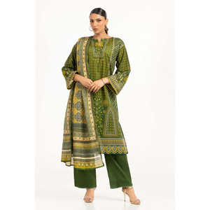 Traje Casual de Verano para Mujer, Verde, 3 Piezas, con Decoración de Botones Dorados - Product Image 1