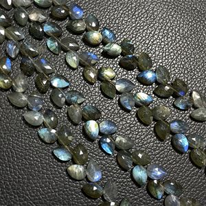 Wholesale Natural Gemstone Labradorite Faceted Pear Shape 7x10MM Multi <b>Color</b> Side Drill Briolette <b>Beads</b> for Jewelry Making - Product Image 3