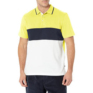 Polos de manga corta OEM al por mayor para hombre, camisa de trabajo a rayas de color sólido bloqueada, técnicas de tejido de punto - Product Image 4