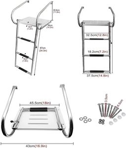 Escalera de barco plegable telescópica de 3 escalones, escalera de embarque de acero inoxidable marino para yate pontón - Product Image 1