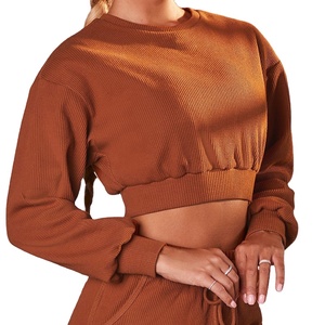 Jersey recortado de algodón 100% de talla grande personalizado para mujer, de manga larga Sudadera con capucha, ropa informal transpirable de otoño lavada - Product Image 4