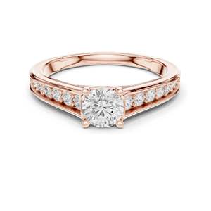 Bague en diamant de laboratoire rond brillant de 0,956 carats pour femmes, clarté VVS-VS EF, or 18 carats, 14 carats, 10 carats et argent 925, rose, jaune - Product Image 1
