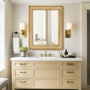 กรอบกระจกหวายไม้ทรงสี่เหลี่ยมผืนผ้าแบบโบราณพร้อมกระจกนิรภัยกระจกตกแต่งอลูมิเนียมสไตล์วินเทจสำหรับใช้ในบ้าน - Product Image 6