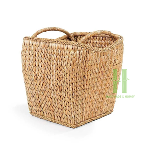 New Eco Friendly Water Hyacinth Boho <b>Storage</b> Basket with Handle Woven <b>Storage</b> Laundry <b>Clothes</b> Basket Made in Vietnam HNH Craft - Product Image 1