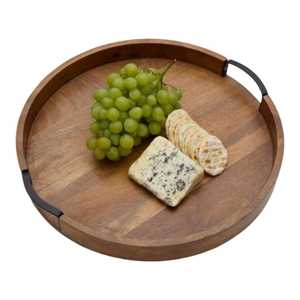 Bandeja de Servir de Madera de Acacia Hecha a Mano al por Mayor, con Asas y Diseño Floral, Decoración Artística para Desayuno, Mesa de Café, Fiesta, Boda, Cumpleaños - Product Image 3