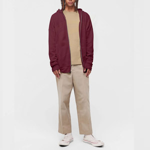 Sudaderas gruesas con cremallera para hombre, Sudadera con capucha personalizada de talla grande, con cremallera Total, Color sólido, Color liso, al por mayor - Product Image 4