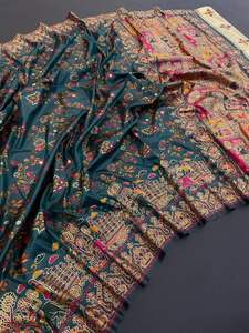 100% Best Quality Pure <b>Pashmina</b> Silk Saree Women Fashion Wedding Fashion Party Wear Indian Clothing - Product Image 3