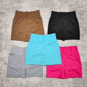 กางเกงขาสั้นเอวสูงสำหรับผู้หญิงเอวสูงแบบไร้รอยต่อสำหรับใส่เล่นโยคะฟิตเนส - Product Image 4