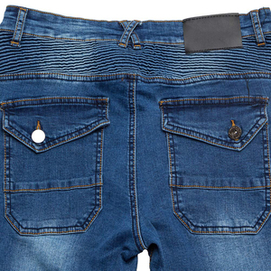 Jeans de moto en denim bleu pour homme, panneaux noirs, pantalon de protection blindé avec protections pour les genoux et les hanches - Product Image 5