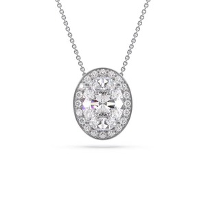 Colgante de Diamante Ovalado de Moda con Halo Simple, Diamante Cultivado en Laboratorio de 0.50 Ct en Platino, Regalo de Aniversario de Bodas - Product Image 1