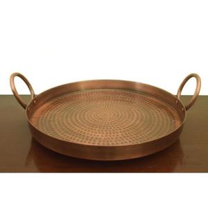 Bandeja de servicio de latón y metal con diseño de trabajo martillado de gran calidad con asa, forma y tamaño personalizados para hotel en casa - Product Image 1