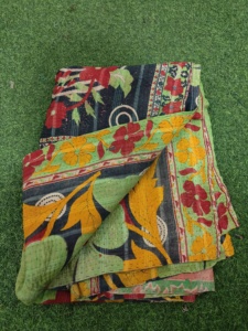 New Baby <b>Quilt</b> Handmade Kantha <b>Bedding</b> Kantha Throw Indian Fish Block Print Baby <b>Quilt</b> Vintage Kantha - Product Image 3
