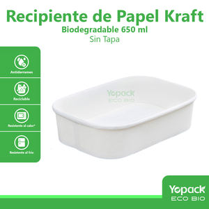 Contenedor rettangolare blanco Kraft de 650 ml, ecologico y practico para alimentare, paquete de 300 unidades, Envios desde Mexico - Product Image 2