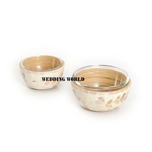 Ensemble de deux bols à salade en bois vintage dessus de table bol de service en gros bol à salade en bois classique élégant en gros - Product Image 6