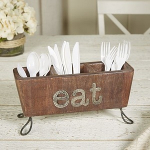 Organizador de cocina decorativo para servir Caddy de madera de mango macizo para almacenamiento, vajilla, cubiertos, uso de oficina, diseño OEM - Product Image 4