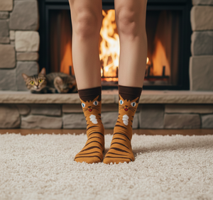 Chaussettes en coton chaudes d'hiver pour femmes avec un design tricoté mignon de chat et de chien, chaussettes tricotées respirantes avec des options de design personnalisées - Product Image 6