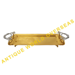 Precio al por mayor de gran tamaño de acero inoxidable Chapado en plata decorativo hecho a mano comida segura elegante personalizable bandeja para servir Ramzan - Product Image 6