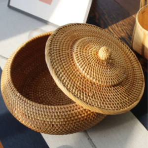 ตะกร้าหวายสานสำหรับตกแต่งบ้านในเวียดนามตะกร้าใส่ดอกไม้มีที่จับพับได้ - Product Image 5