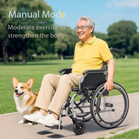 Silla de Ruedas Portátil con Empuje Manual para Personas Mayores, Estructura Ligera Plegable con Ruedas Grandes, Ayuda de Movilidad Ideal para Discapacitados