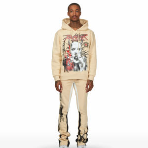 Chándales acampanados hechos de material de algodón 100% para mujer, pantalones acampanados con conjunto de Sudadera con capucha para hombre de alta calidad - Product Image 1