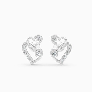 Pendientes de Doble Corazón con Diamantes Cultivados en Laboratorio para Uso Diario, 0.212 Ct, en Oro Amarillo, Blanco y Rosa de 9K - Product Image 1