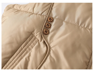 Chaleco de invierno para mujer, Chaqueta corta acolchada con cuello levantado, chaleco esponjoso grueso, Color sólido, sin mangas, cálido - Product Image 4