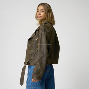 Pakistani Manufacturer Men's Leather Jackets | New Fashion Style | Breathable Zipper Stand Collar Embroidery Front Design - Product Image 5
