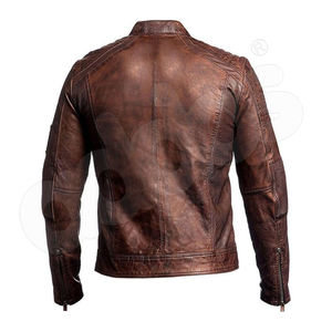 Chaqueta de motorista para hombre recién llegada en cuero genuino de colores personalizados negro y marrón de exportación de Pakistán - Product Image 6