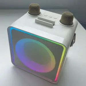 Máquina de Karaoke portátil con soporte para teléfono y luz LED para niños y adultos Micrófono inalámbrico Reproductor de altavoz Bluetooth