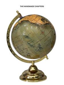 <b>Vintage</b> Green Gold Brass Decorative Globe Elegant Home Office Desk Ornament Unique Gift Stylish Boho Chic <b>World</b> <b>Map</b> Tabletop - Product Image 2