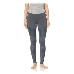 Pantalon de jogging élastique en PU de haute qualité pour femmes-Leggings de yoga de fitness d'hiver avec patch de rue décorations mi-plates - Product Image 6