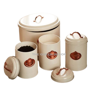 Ensemble de 7 boîtes de conserve en acier inoxydable de forme ronde en métal de la plus grande qualité, fini or, accessoires de table - Product Image 5