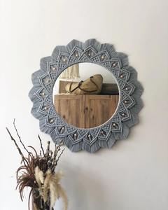 Meilleure vente Produit fait à la main Miroir mural en macramé Décoration intérieure Nouveau à la mode avec design bohème au prix de gros de l'Inde - Product Image 3