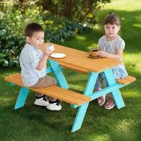 Vente en gros de table et chaises pour enfants en bois pour l'extérieur Tables pour enfants Tabourets de table octogonaux/rectangulaires avec parasol Ensemble de chaises de pique-nique