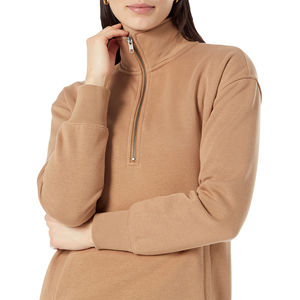 Usine en gros hiver 100% coton matériel léger demi fermeture éclair avant personnalisé sweat polaire tissu pull Style - Product Image 6