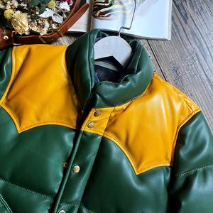 OEM Custom Logo Premium Winter Coat Green Designer Puffer Leather <b>Jacket</b> for <b>Men</b> Handmade Genuine Sheep Skin Stylish <b>Warm</b> Front - Product Image 6