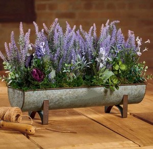 Jardinera de Metal de diseño elegante en forma rectangular a granel, acabado antiguo, diseño moderno, jardinera para jardín y hogar - Product Image 2