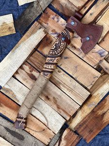 Hacha vikinga de acero de alto carbono Thewizcrafts, hacha de madera hecha a mano de grado industrial con Funda de cuero lista para usar - Product Image 2