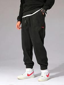 Pantalones de Chándal de Lana para Motocicleta, Cálidos para Otoño e Invierno, Pantalones Deportivos de Forro Polar Técnico para Hombre, Pantalones Casuales Holgados, Resistentes al Viento, Ecológicos, Estilo Japonés - Product Image 3